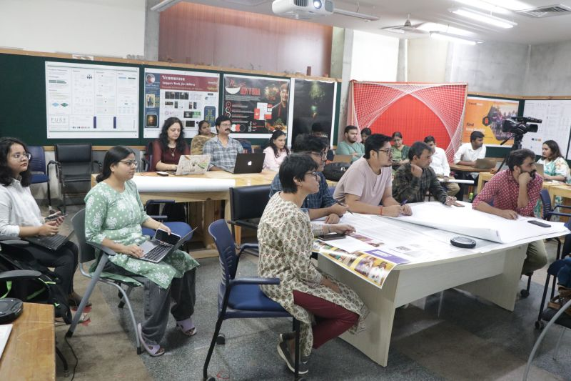 Studio critique room with design posters